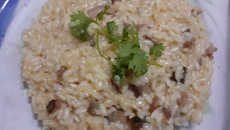 Risoto de bacon e cerveja