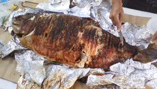 Tambaqui assado na brasa