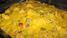 Peixe com abóbora e camarão