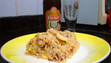 Risoto de copa real com champignon e vinho branco