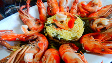 Risoto de tucupi com lagostins