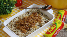 Arroz com Lentilha e Cebolas Caramelizadas