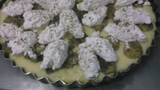 Torta diet de banana com creme de baunilha