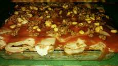 Panquecas de carne com requeijão