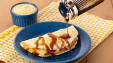 Tapioca de banana da terra com melado