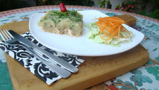 Escondidinho de frango com batata doce