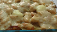 Delícia de batatas com frango e bacon