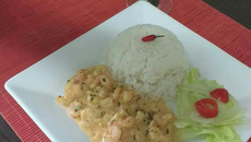 Camarão cremoso com milho