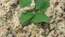 Risoto de espinafre com bacon