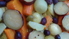 Frango com legumes ao açafrão no forno