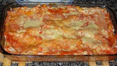 Lasanha mista de panqueca