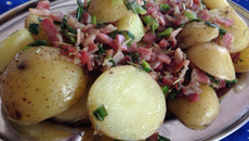 Batatas salteadas com pancetta