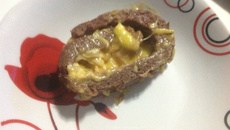 Rocambole de carne e purê de batatas