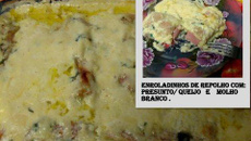 Enroladinho de repolho / presunto e queijo com molho branco do Lúcio Cezar