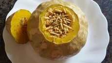 Abóbora recheada com creme de calabresa