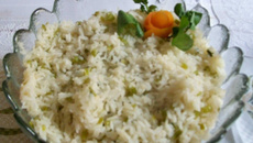 Arroz com talos de agrião
