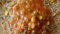 Risoto de camarão com leite de coco