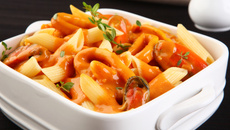 Penne com frutos do mar