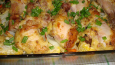 Frango assado ao creme de cebola