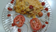 Risoto de charque com salsicha