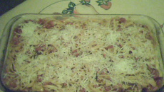 Talharim com calabresa e bacon