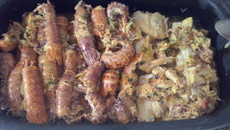 Moqueca de lagostin com siri à baiana