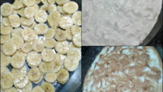 Chico balanceado com banana