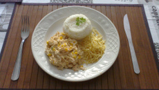 Creme de frango com batata palha