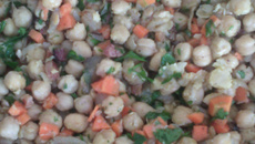 Grão-de-bico com bacon