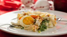 Bacalhau gratinado com especiarias