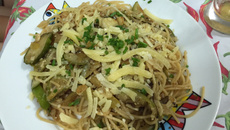 Spaghetti ao alho e óleo com jilós