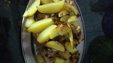 Frango assado com batata