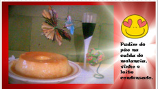 Pudim de pão na calda de vinho com leite condensado