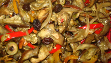 Conserva de berinjelas e pimentões