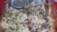 Bife à parmegiana com purê