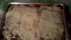 Lasanha de berinjela com proteina de soja