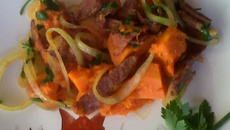 Lascas de carne seca com abóbora