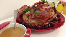 Fiesta Seara com molho de laranja e croutons de bacon