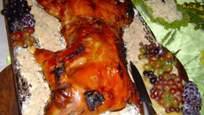 Leitão de escalope com geléia