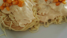 Massa ao molho branco de palmito