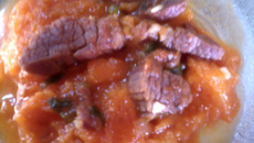 Carne seca com purê de abóbora