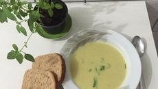 Creme de batata-doce e alho-poró