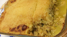 Bacalhau gratinado com purê de batatas