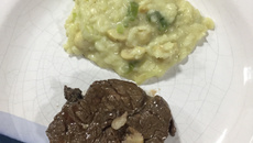 Risoto de queijo e alho poró