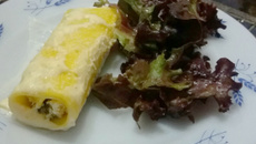 Canelone de ricota, frango e espinafre