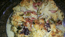 Couve-flor recheada e gratinada