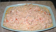 Macarrão com frango na panela de pressão