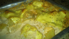 Frango gratinado com batatas