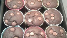 Muffins de baunilha e chocolate