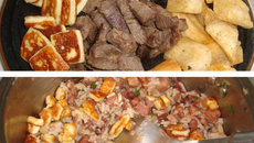 Baião de dois com carne de sol, aipim e queijo